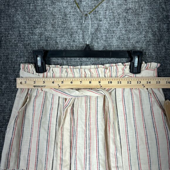 COPPER KEY PANTS WOMENS LARGE NATURAL STRIPED‎ BELTED WIDE-LEG CROPPED TROUSER - Picture 8 of 12